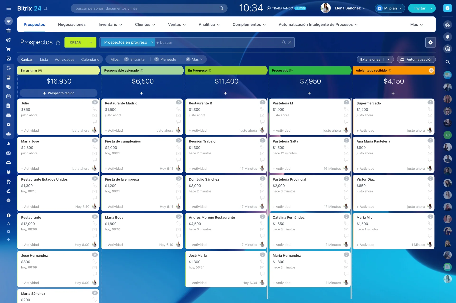 Gestión de leads en CRM con calificación y conversión de prospectos