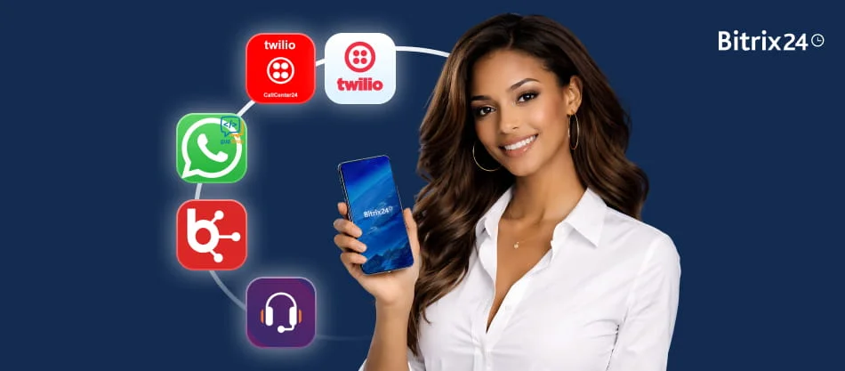 Centraliza llamadas, WhatsApp y SMS en Bitrix24 con las mejores apps de telefonía y marketing por SMS.