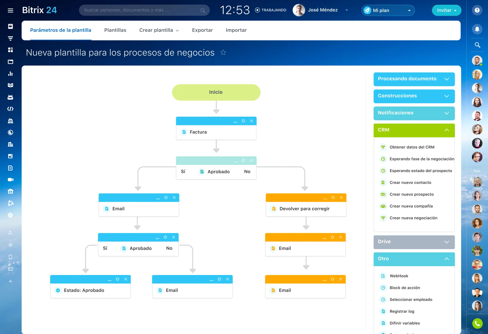 Diseñador de procesos de negocio con flujos de aprobación automatizados